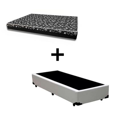 Cama Box Solteiro 88 Tecido Sintético Branco Com Colchão Belize Bello Box - D33 Preto 57x88x188