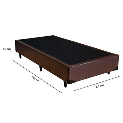 Cama Box Solteiro 88 Tecido Sintético Marrom Com Colchão Polônia Bello Box - D28 65x88x188