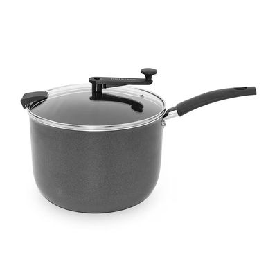 Pipoqueira 22cm 5,6L Antiaderente com Tampa de Vidro Multiflon Cinza