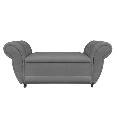Recamier com Baú Grécia Suede Grafite