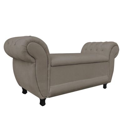 Recamier com Baú Grécia 195cm Suede Marrom Rato