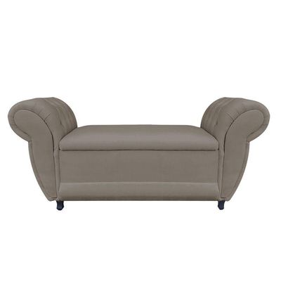 Recamier com Baú Grécia 195cm Suede Marrom Rato