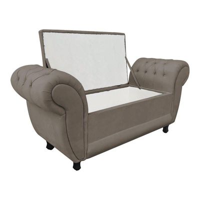 Recamier com Baú Grécia 195cm Suede Marrom Rato