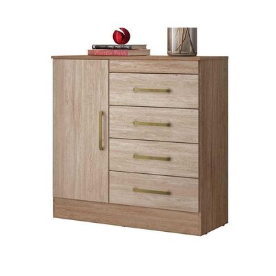 Cômoda De Quarto Montevideu C- 1 Porta E 4 Gavetas Cafe Touch - Demóbile
