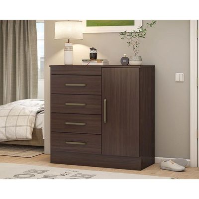 Cômoda De Quarto Montevideu C- 1 Porta E 4 Gavetas Cafe Touch - Demóbile