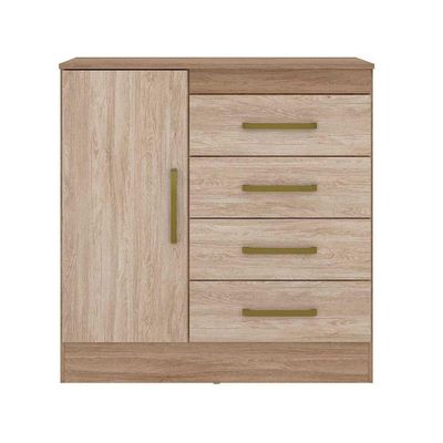 Cômoda De Quarto Montevideu C- 1 Porta E 4 Gavetas Cafe Touch - Demóbile