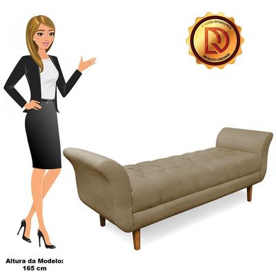 Recamier Olinda Suede 160 Cm Pés Chanfrado Castanhos - D'rossi Cor Marrom Rato