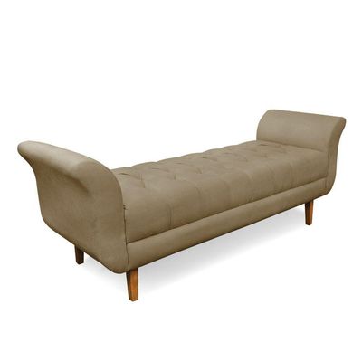 Recamier Olinda Suede 160 Cm Pés Chanfrado Castanhos - D'rossi Cor Marrom Rato