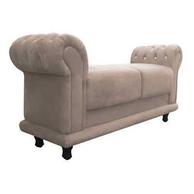 Recamier Barcelona Suede Bege com Strass
