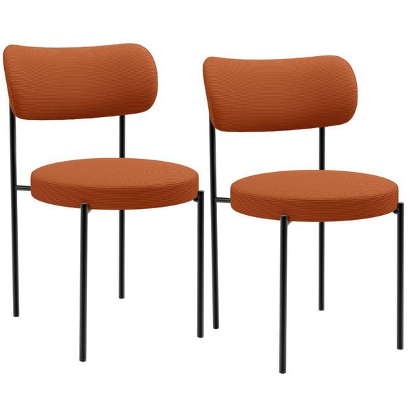 Kit 02 Cadeiras Estofadas Para Sala De Jantar Louise L02 Tecido Terracota - Lyam Decor