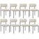 Kit 08 Cadeiras Estofadas Para Sala De Jantar Louise L02 Linho Champagne - Lyam Decor