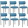 Kit 06 Cadeiras Estofadas Para Sala De Jantar Louise L02 Linho Azul - Lyam Decor