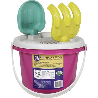 Kit Baldinho de Praia com 8 Peças Rosa Bel Único