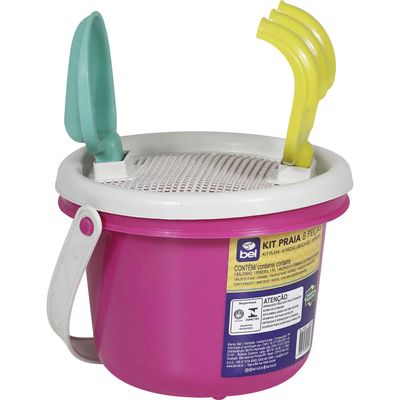 Kit Baldinho de Praia com 8 Peças Rosa Bel Único
