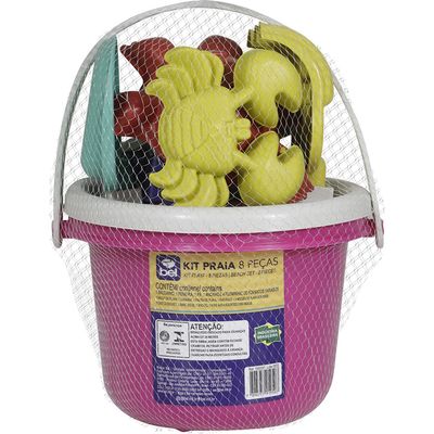 Kit Baldinho de Praia com 8 Peças Rosa Bel Único