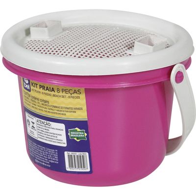 Kit Baldinho de Praia com 8 Peças Rosa Bel Único