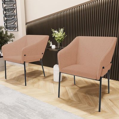 Kit 4 Cadeiras Para Sala de Jantar Estar Living Olívia L02 Linho Rosê - Lyam Decor
