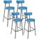 Kit 04 Banquetas Alta Bar Cozinha Sala de Jantar Estrutura em Aço Milão L02 Linho Azul - Lyam Decor