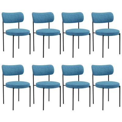 Kit 08 Cadeiras Estofadas Para Sala De Jantar Louise L02 Linho Azul - Lyam Decor