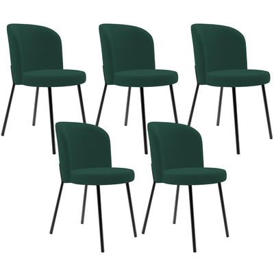 Kit 5 Cadeiras Sala de Jantar Estofada Gavi L02 Suede Verde Musgo - Lyam Decor