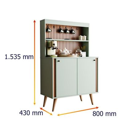 Aparador Buffet Cantinho Do Café Dolce Com Efeito Ripado Movelove - Menta-freijó Ripado