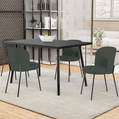 Kit 4 Cadeiras Sala de Jantar Estofada Gavi L02 Linho Verde Musgo - Lyam Decor