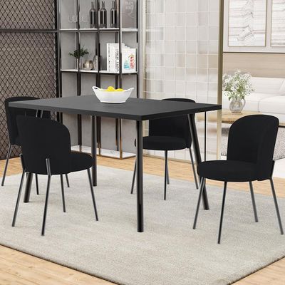 Kit 6 Cadeiras Sala de Jantar Estofada Gavi L02 Suede Preto - Lyam Decor