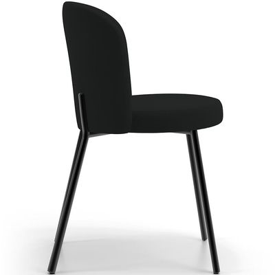 Kit 6 Cadeiras Sala de Jantar Estofada Gavi L02 Suede Preto - Lyam Decor