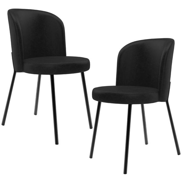 Kit 2 Cadeiras Sala de Jantar Estofada Gavi L02 Couríssimo Preto - Lyam Decor
