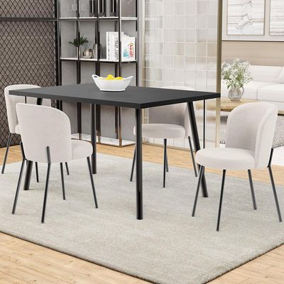 Kit 3 Cadeiras Sala de Jantar Estofada Gavi L02 Bouclê Cru - Lyam Decor