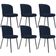 Kit 6 Cadeiras Sala de Jantar Estofada Gavi L02 Suede Azul Marinho - Lyam Decor