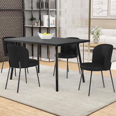 Kit 5 Cadeiras Sala de Jantar Estofada Gavi L02 Couríssimo Preto - Lyam Decor