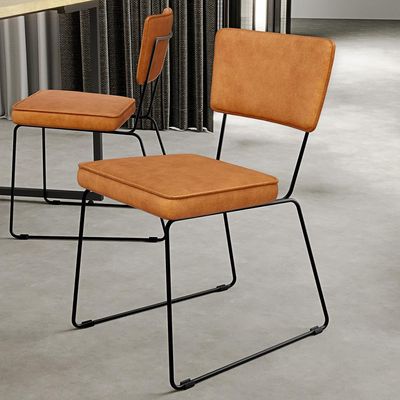 Cadeira Decorativa Estofada Para Sala De Jantar Base Em Aço Allana L02 Couríssimo Canela - Lyam Decor