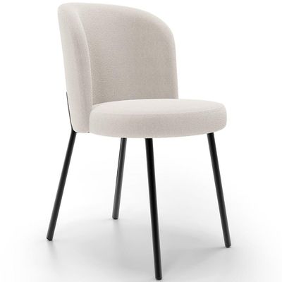 Kit 6 Cadeiras Sala de Jantar Estofada Gavi L02 Bouclê Cru - Lyam Decor