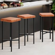 Kit 04 Banquetas Alta Bar Cozinha Sala De Jantar Preto Stella L02 Couríssimo Camel - Lyam Decor