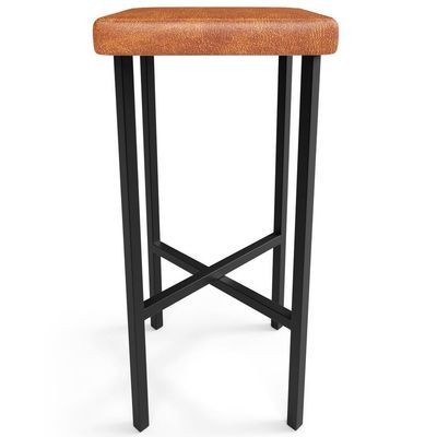 Kit 02 Banquetas Alta Bar Cozinha Sala De Jantar Preto Stella L02 Couríssimo Camel - Lyam Decor