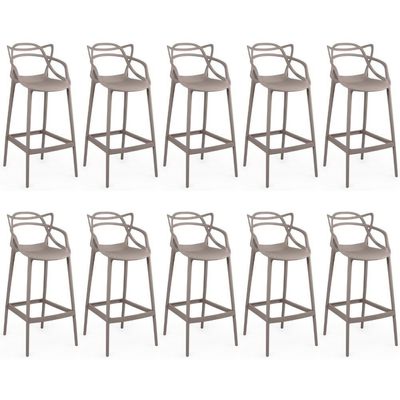Kit 10 Banquetas Allegra Com Encosto Design Cozinha/bancada - Fendi