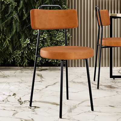 Kit 8 Cadeiras Decorativas Estofada Para Sala De Jantar Barcelona L02 Couríssimo Canela - Lyam Decor