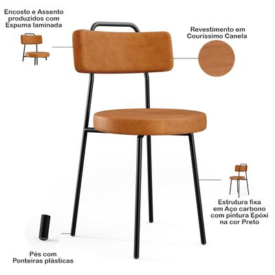 Kit 8 Cadeiras Decorativas Estofada Para Sala De Jantar Barcelona L02 Couríssimo Canela - Lyam Decor