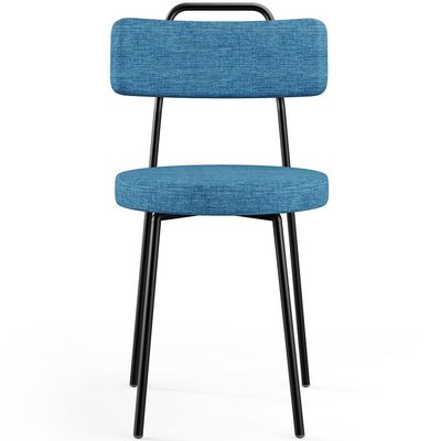 Kit 08 Cadeiras Decorativa Estofada Para Sala De Jantar Barcelona L02 Linho Azul - Lyam Decor