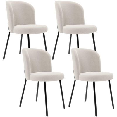 Kit 4 Cadeiras Sala de Jantar Estofada Gavi L02 Bouclê Cru - Lyam Decor