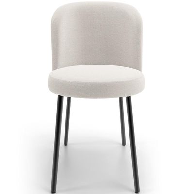 Kit 4 Cadeiras Sala de Jantar Estofada Gavi L02 Bouclê Cru - Lyam Decor