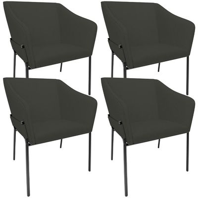Kit 4 Cadeiras Para Sala de Jantar Estar Living Olívia L02 Linho Verde Musgo - Lyam Decor