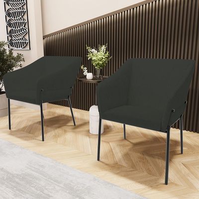Kit 4 Cadeiras Para Sala de Jantar Estar Living Olívia L02 Linho Verde Musgo - Lyam Decor