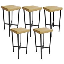 Kit 05 Banquetas Alta Bar Cozinha Sala De Jantar Preto Stella L02 Couríssimo Fendi - Lyam Decor