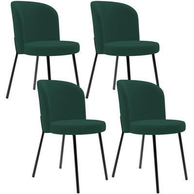 Kit 4 Cadeiras Sala de Jantar Estofada Gavi L02 Suede Verde Musgo - Lyam Decor