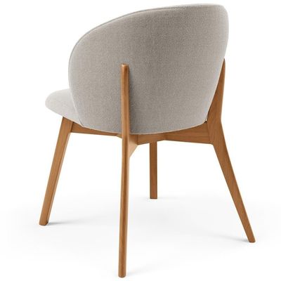 Kit 02 Cadeiras De Jantar E Estar Living Estofada Mia L02 Bouclê Creme - Lyam Decor