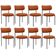 Kit 08 Cadeiras Estofadas Para Sala De Jantar Louise L02 Tecido Terracota - Lyam Decor