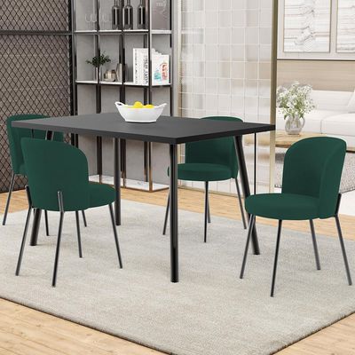 Kit 3 Cadeiras Sala de Jantar Estofada Gavi L02 Suede Verde Musgo - Lyam Decor
