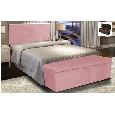 Cabeceira Painel Clean para Cama Box Casal 140 cm Suede Rose